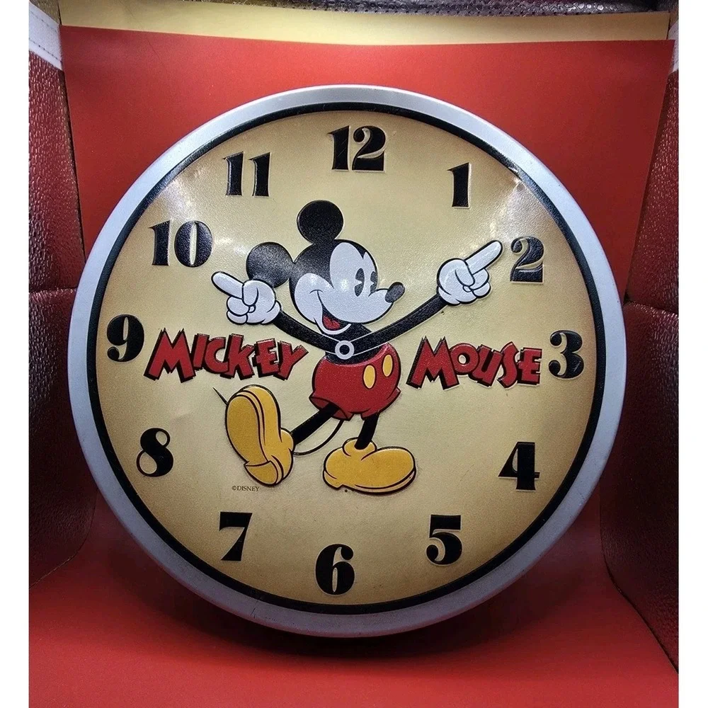 Vintage 1996 Mickey Mouse Disney Clock Tin Container Canister Made in USA